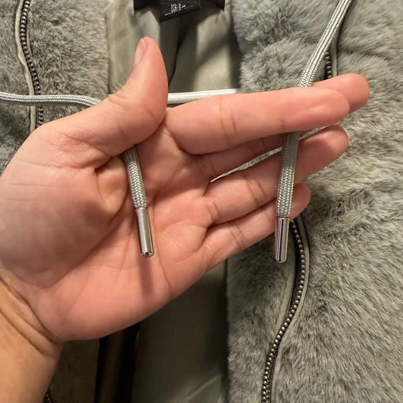 EUC Rachel Zoe Sage Green Faux Fur Jacket w/ Hood - Picture 6 of 6